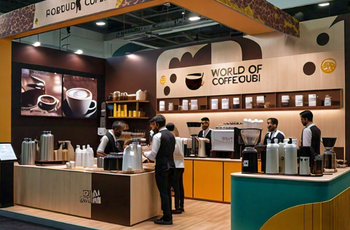 Professional booth construction for World of Coffee Dubai 2025 by Expo Creators, providing turnkey solutions to maximize your exhibition impact.